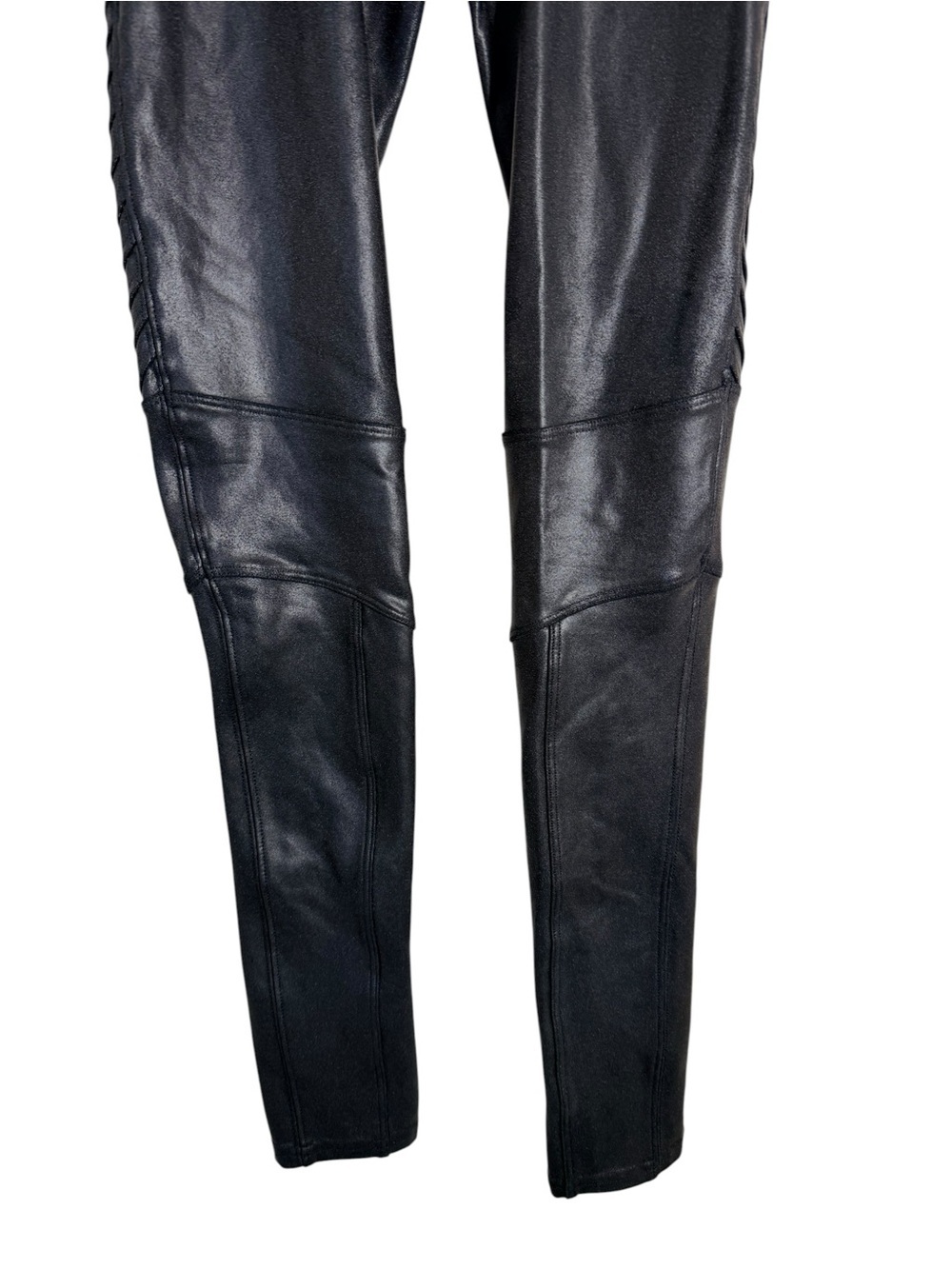 SPANX Faux Leather Moto Leggings Black High Rise XS Sculpting - Picture 5 of 8